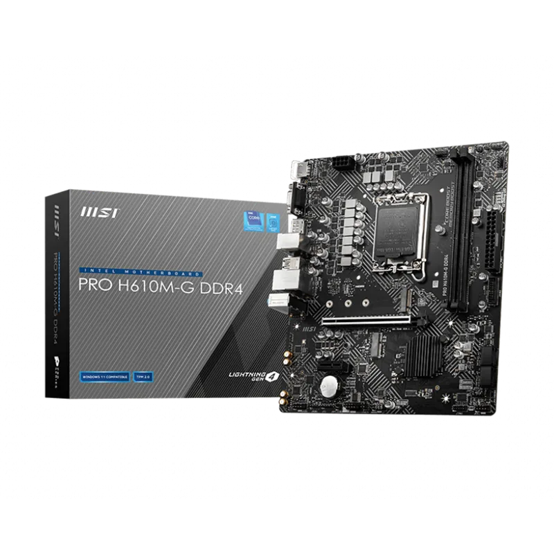PLACA MSI PRO H610M-G INTEL1700 2DDR4 HDMI PCIE3.0 4SATA3 USB3.2 MATX