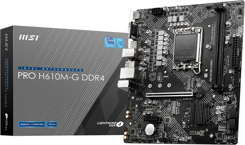 PLACA MSI PRO H610M-G INTEL1700 2DDR4 HDMI PCIE3.0 4SATA3 USB3.2 MATX - foto 3