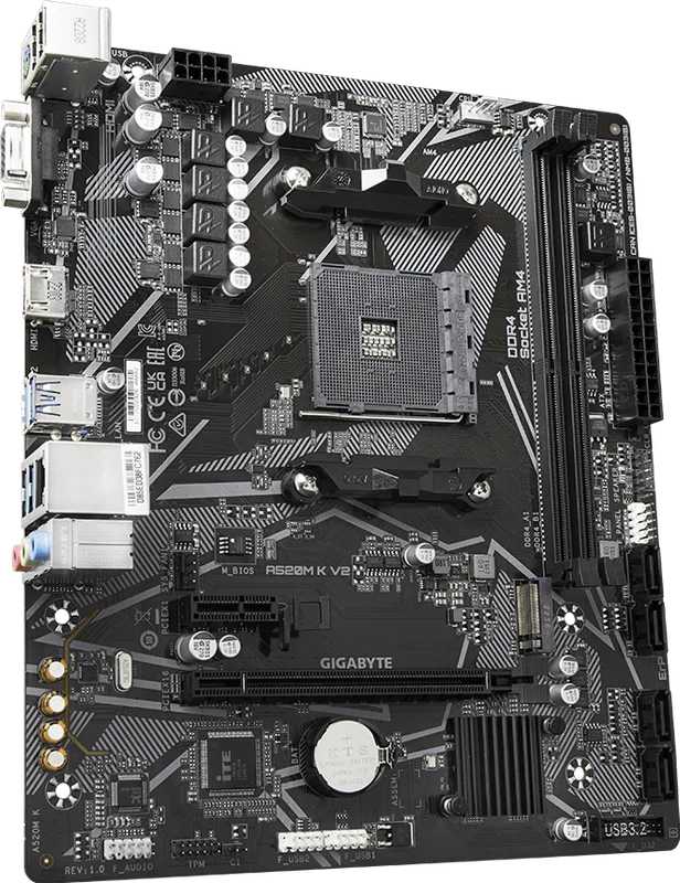 PLACA GIGABYTE A520M K V2 AMD AM4 2DDR4 HDMI PCIE3.0 4SATA3 USB3.2 M-ATX - foto 3