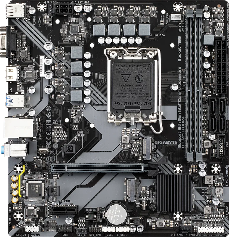 PLACA GIGABYTE B760M H DDR4 INTEL1700 2DDR4 HDMI PCIE4.0 4SATA3 USB3.2 MATX - foto 4