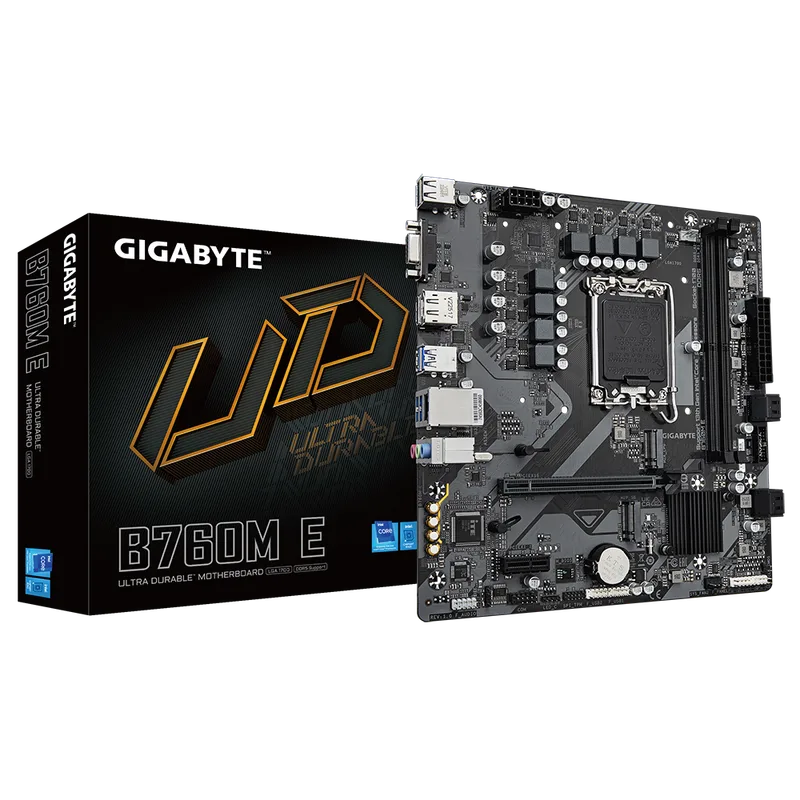 PLACA GIGABYTE B760M E INTEL1700 2DDR5 HDMI/DP/VGA PCIE4.0 4SATA3 USB3.2 MATX