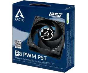 VENTILADOR 8CM ARCTIC P8 PWM PST NEGRO