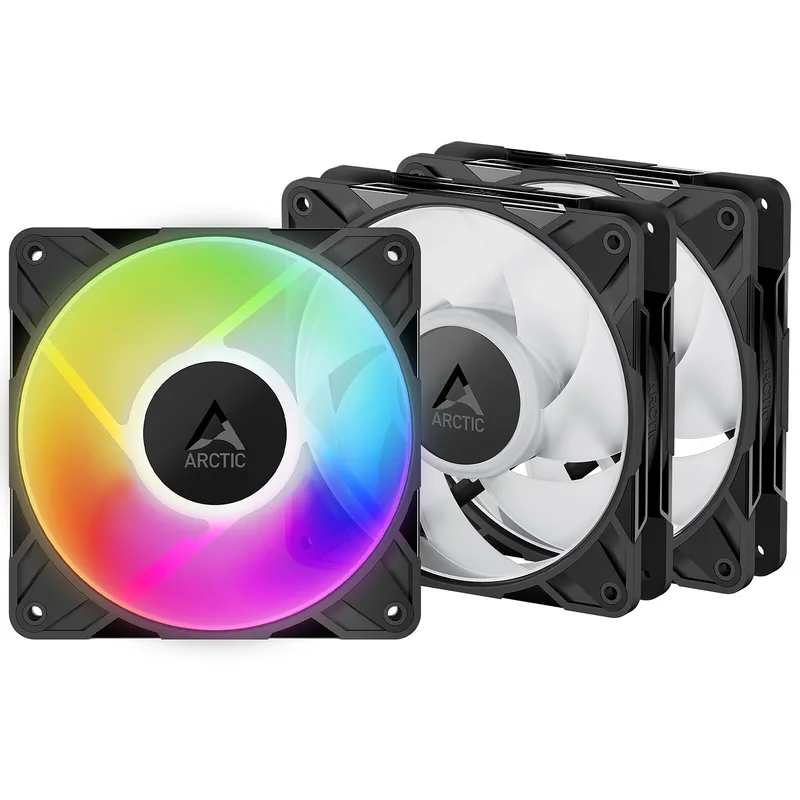 VENTILADOR 12CM ARCTIC P12 PRO PWM NEGRO A-RGB PACK 3 VENTILADORES