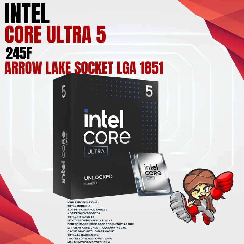 MICRO INTEL CORE ULTRA 5 245K 5.20GHZ LGA1851 S/VENTILADOR BOX - foto 3