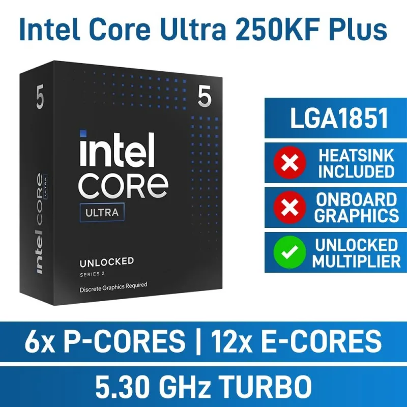 MICRO INTEL CORE ULTRA 5 250KF PLUS 5.30GHZ LGA1851 BOX - foto 4