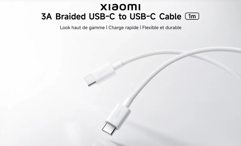 CABLE XIAOMI 3A BRAIDED USB-C TO USB-C 1M
