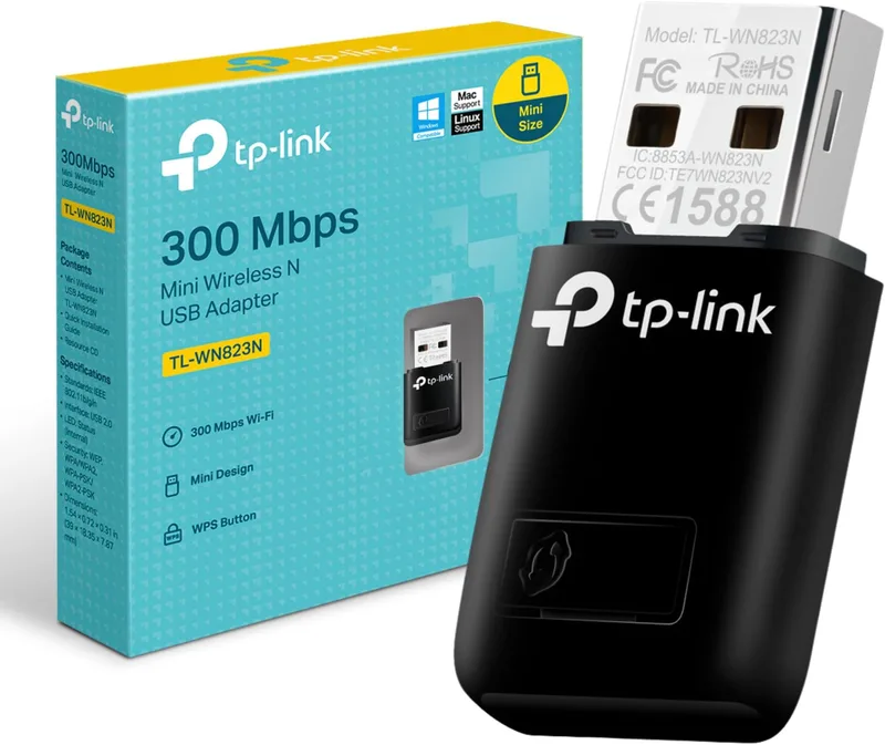 ADAPTADOR RED TP-LINK TL-WN823N USB2.0 WIFI-N/300MBPS MINI