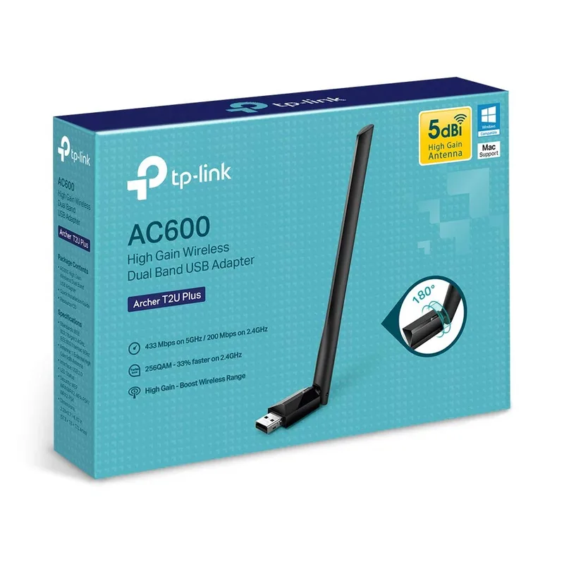 ADAPTADOR RED TP-LINK ARCHER T2U USB2.0 WIFI-AC/600MBPS DUALBAND - foto 2