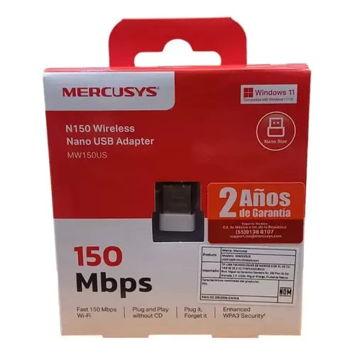 ADAPTADOR RED MERCUSYS MW150US USB2.0 WIFI-N/150MBPS NANO - foto 4