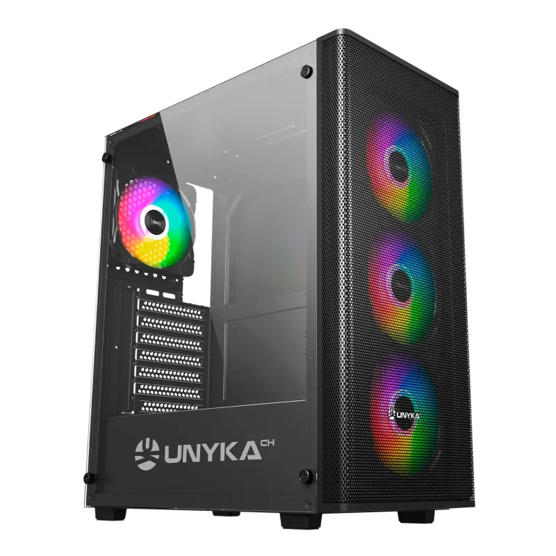 CAJA SEMITORRE/ATX UNYKA MIR100 S/FUENTE USB3.0 NEGRA ARGB C/VENTANA
