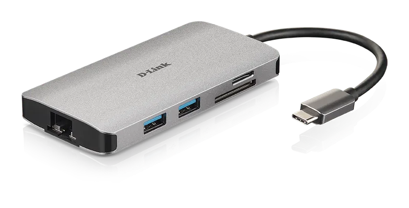 HUB D-LINK DUB-M810 3PTOS USB3.0/ 1PTO HDMI/ 1PTO USB-C/ LECTOR DE TARJETAS/ 1PTO RJ45 GRIS
