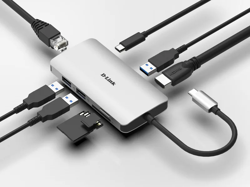 HUB D-LINK DUB-M810 3PTOS USB3.0/ 1PTO HDMI/ 1PTO USB-C/ LECTOR DE TARJETAS/ 1PTO RJ45 GRIS - foto 3