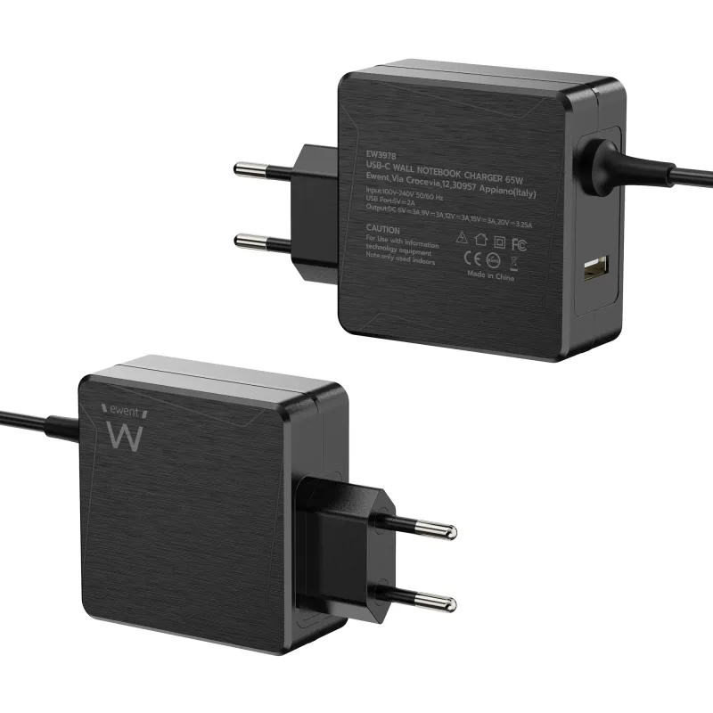CARGADOR DE PARED EWENT EW3978 USB-C CON PD 65W + PUERTO USB-A - foto 2