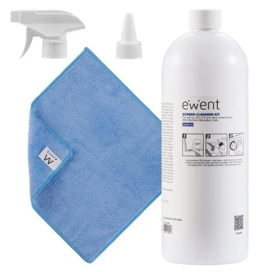 KIT DE LIMPIEZA DE PANTALLAS EWENT EW5680 1000ML C/PAÃ‘O DE MICROFIBRA 30X30CM