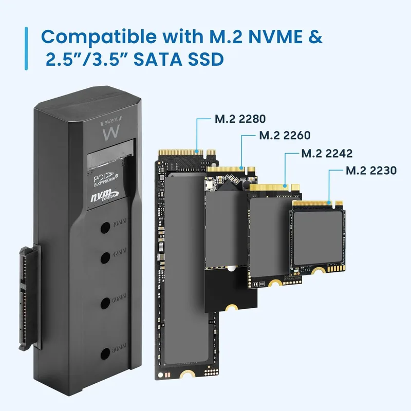 CLONADOR DUAL BAY EWENT EW7065 SATA 2,5/3,5 A NVME O DE NVME A SATA DE 2,5/3,5
