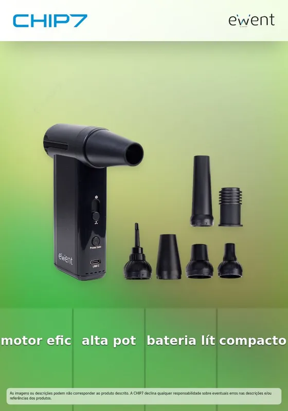 INFLADOR/VACIADOR EWENT EW5681 DE AIRE 8 VELOCIDADES 130000RPM BATERIA RECARGABLE 5000MAH - foto 4