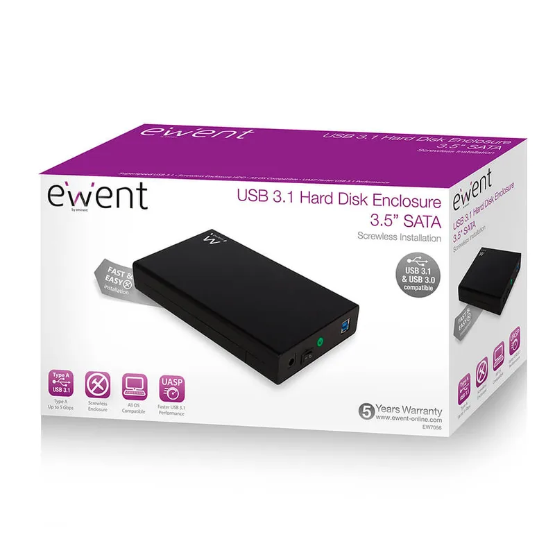 CAJA EXT. HDD EWENT EW7056 3,5 SATA USB3.1 NEGRA