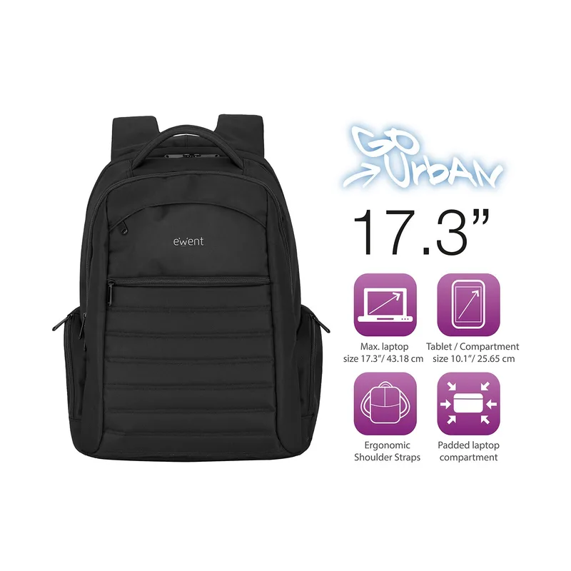 MOCHILA EWENT PORTATIL 17,3 URBAN NEGRO - foto 4