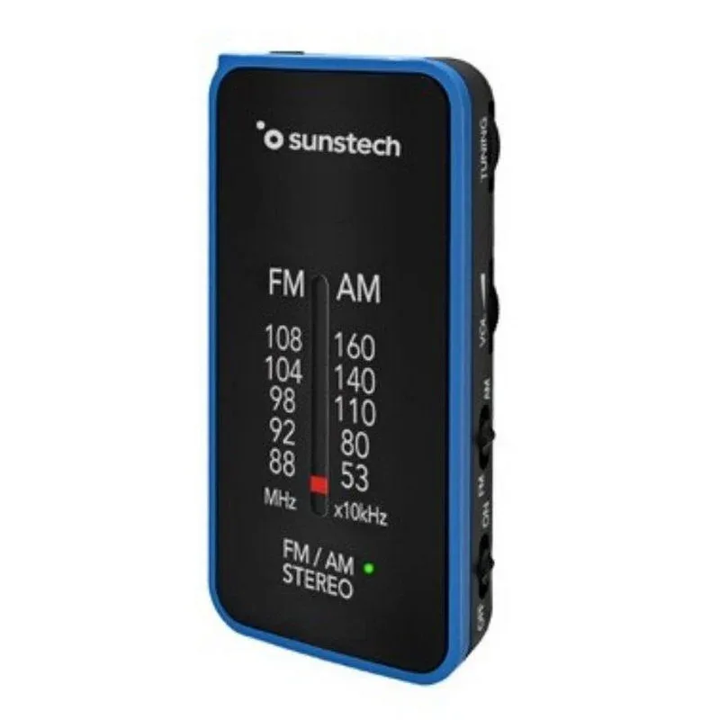 RADIO PORTATIL SUNSTECH RPC6 PRACTICA/SENCILLA/COMPACTA CON AURICULARES AZUL