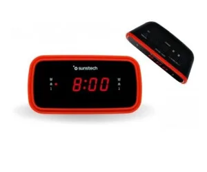 DESPERTADOR RADIO SUNSTECH FRD60RD FM LED ROJO/NEGRO