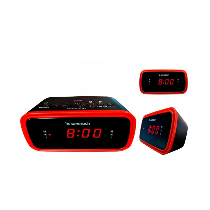 DESPERTADOR RADIO SUNSTECH FRD60RD FM LED ROJO/NEGRO - foto 2