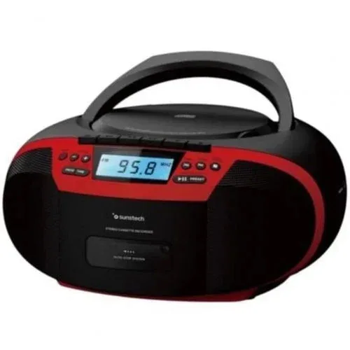 RADIO CD SUNSTECH CXUM54BTRD CASSETE/MP3/USB ROJO