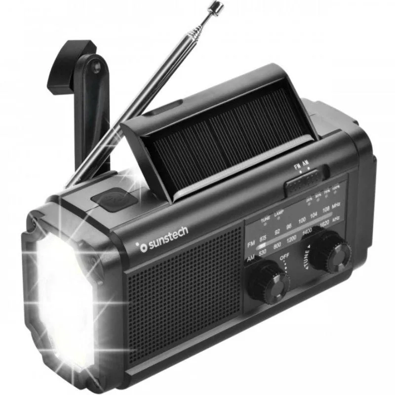 RADIO PORTATIL SUNSTECH RPE25 CON LINTERNA/LAMPARA DE LECTURA/ALARMA SOS/CARGA POR USB