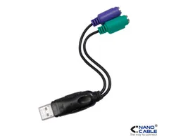 CABLE CONVERSOR NANO CABLE USB A/M - 2xPS/2/H 15CM NEGRO (TECLADO-RATON)