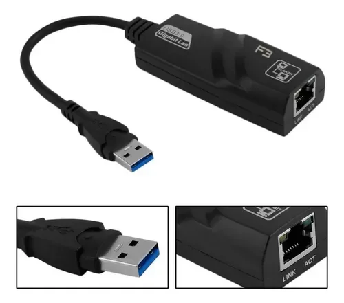 Nanocable Adaptador RED / Conversor Nano Cable USB Ethernet 10/100/1000mbps 0.15m - foto 2