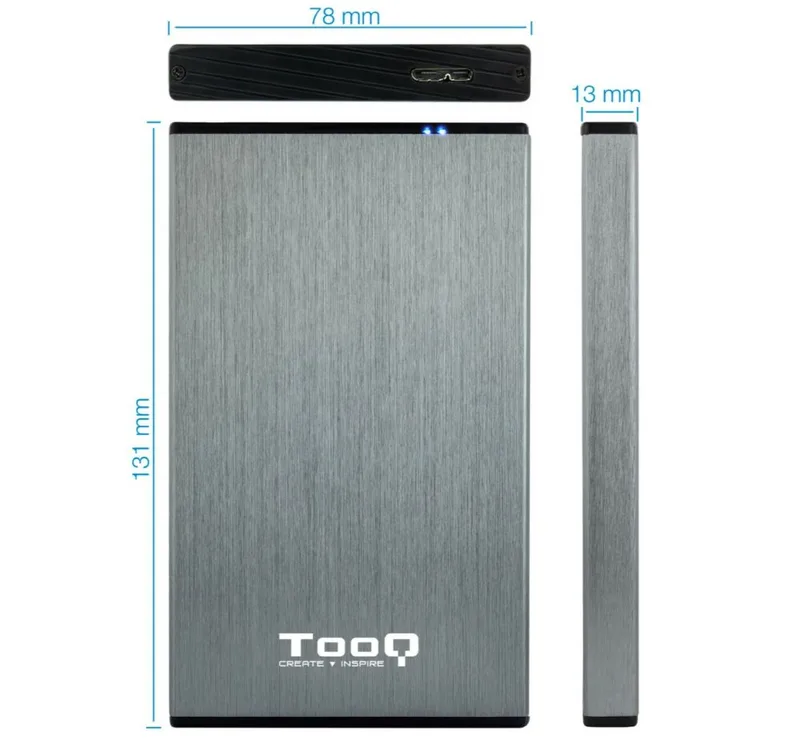 CAJA HDD TOOQ TQE-2527G 2.5'' SATA USB3.0/3.1 9,5MM GEN1 GRIS