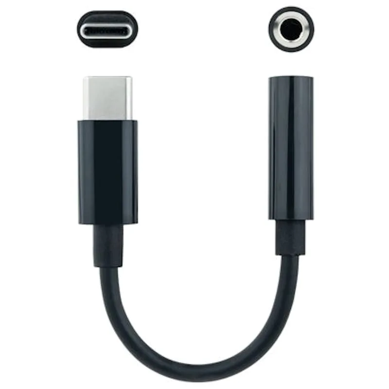 Nanocable Cable Adaptador Audio Nano Cable USB C/m - Jack3.5-h 0.11m Negro - foto 2