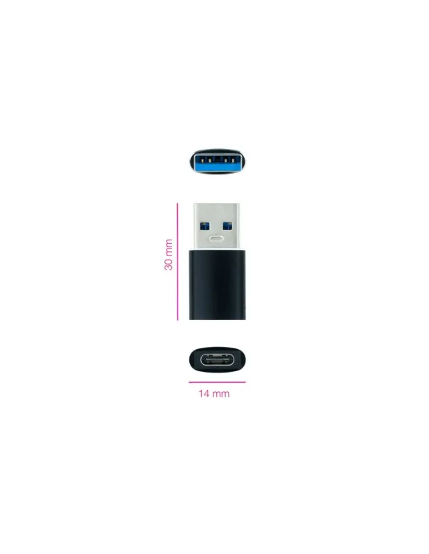 ADAPTADOR NANO CABLE USB A/M - USB C/H 3.1 NEGRO