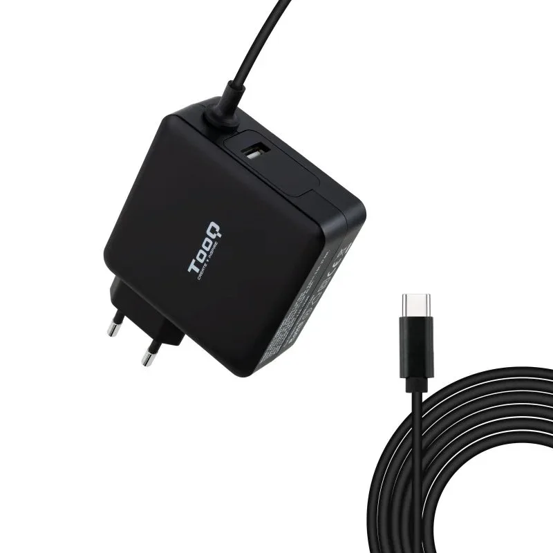 CARGADOR TOOQ 90W USB-C PD 1.8M PARA PORTATIL NEGRO