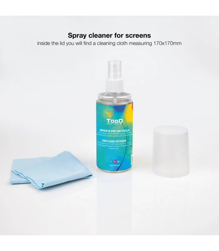 SPRAY LIMPIADOR TOOQ PANTALLAS 150ML. + PAÃ‘O MICROFIBRA