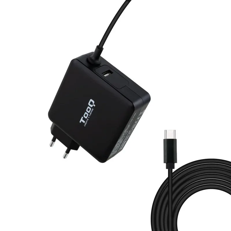 CARGADOR TOOQ 65W USB-C PD GAN PARA PORTATIL NEGRO