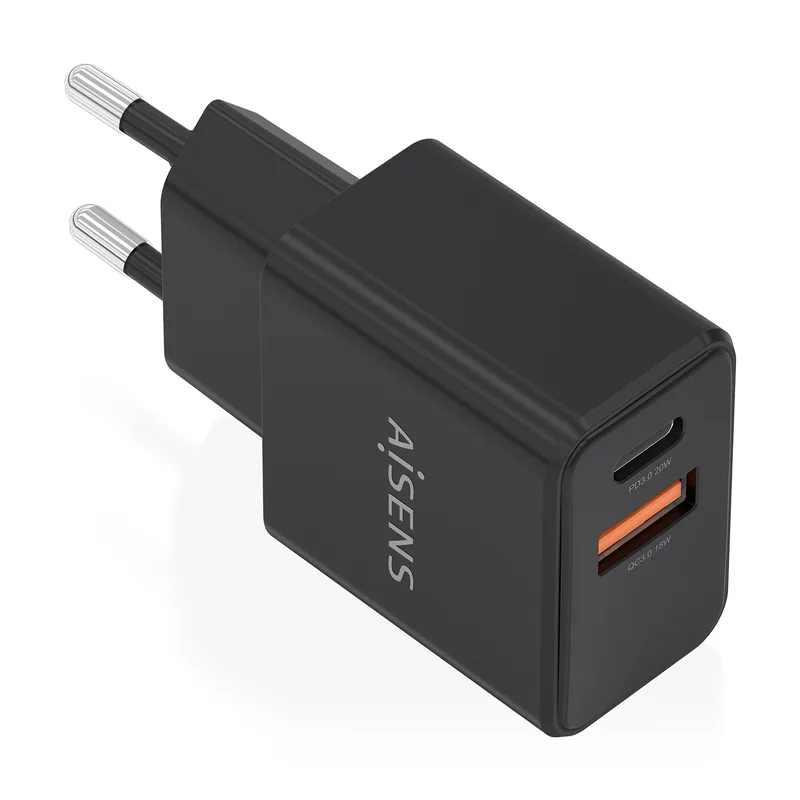 CARGADOR USB PARED AISENS GAN 20W USB-C PD3.0 NEGRO - foto 3