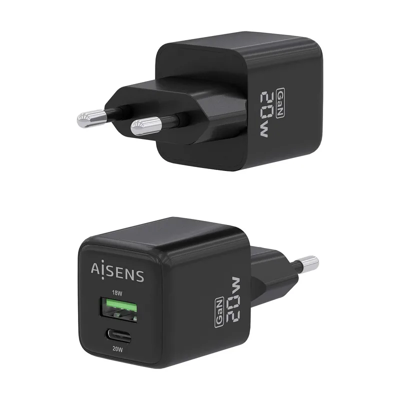 CARGADOR USB PARED AISENS GAN 20W USB-C PD3.0 NEGRO - foto 4