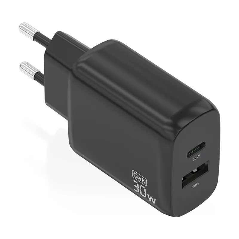 CARGADOR USB PARED AISENS GAN 30W USB-C PD3.0 QC4.0 NEGRO