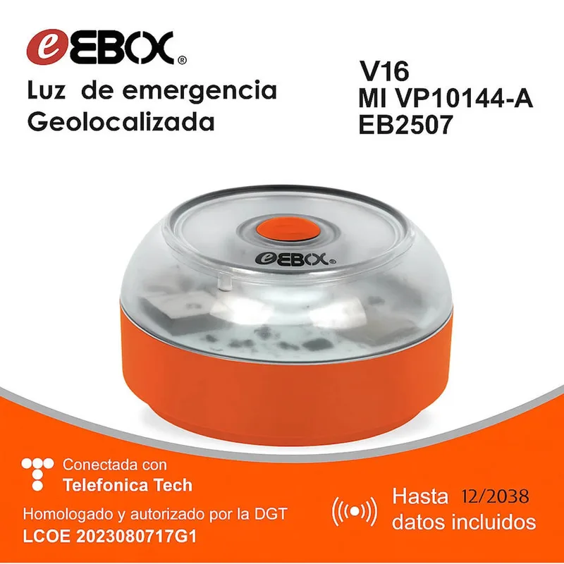 LUZ DE EMERGENCIA EBOX V16IOT EB2507 BALIZA LUZ DE EMERGENCIA HOMOLOGADA POR LA DGT