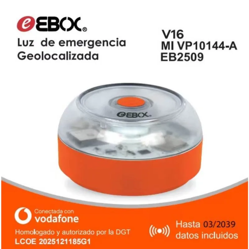 LUZ DE EMERGENCIA EBOX V16IOT EB2509 BALIZA LUZ DE EMERGENCIA HOMOLOGADA POR LA DGT