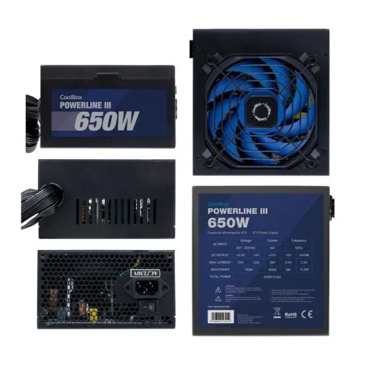 FUENTE ALIMENTACION 650W COOLBOX POWERLINE3 PFC-ACTIVO 85+ 4SATA 12CM ATX