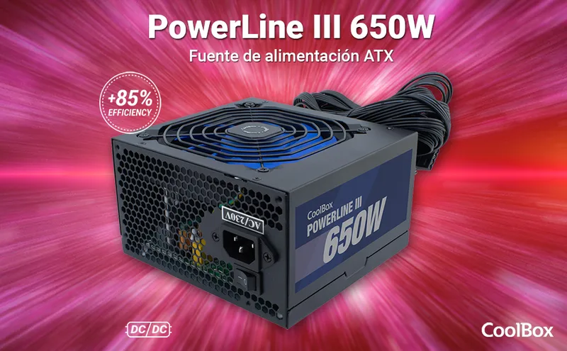 FUENTE ALIMENTACION 650W COOLBOX POWERLINE3 PFC-ACTIVO 85+ 4SATA 12CM ATX - foto 2