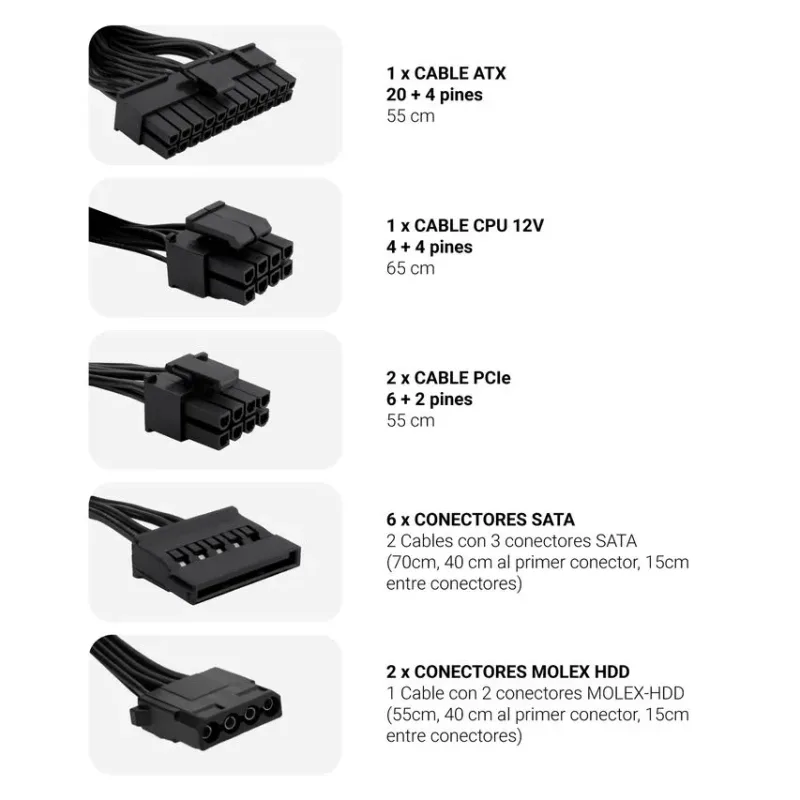 FUENTE ALIMENTACION 750W COOLBOX POWERLINE3 PFC-ACTIVO 85+ 6SATA 12CM ATX - foto 4