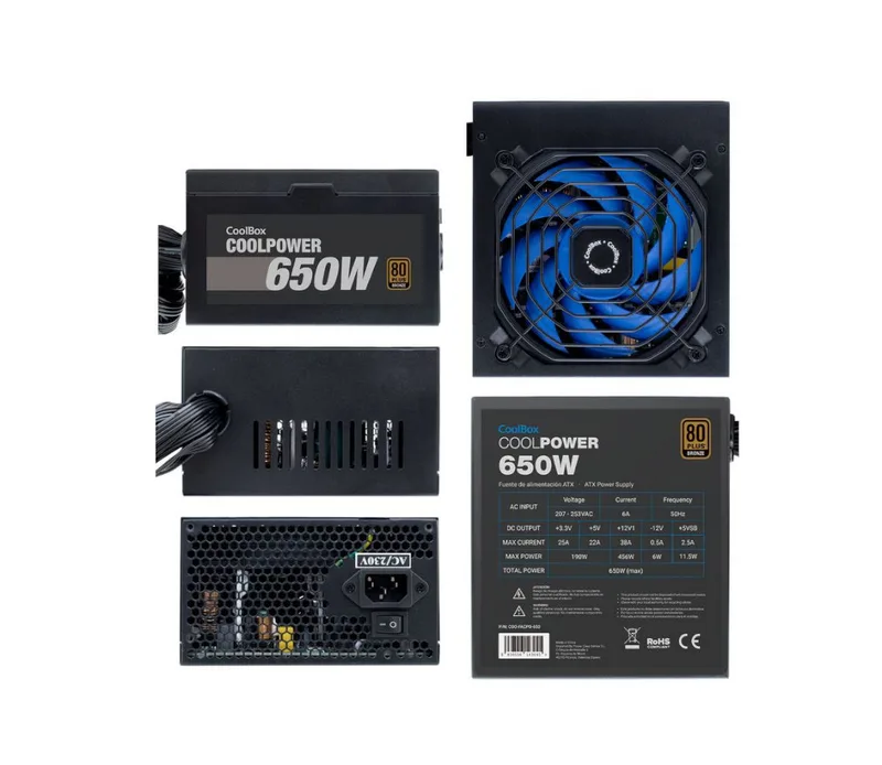 FUENTE ALIMENTACION 650W COOLBOX COOLPOWER PFC-ACTIVO 80+BRONZE 4SATA 12CM ATX - foto 2