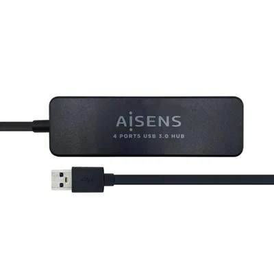 HUB AISENS USB3.0 4 PTOS A/M - A/H 0.30M NEGRO