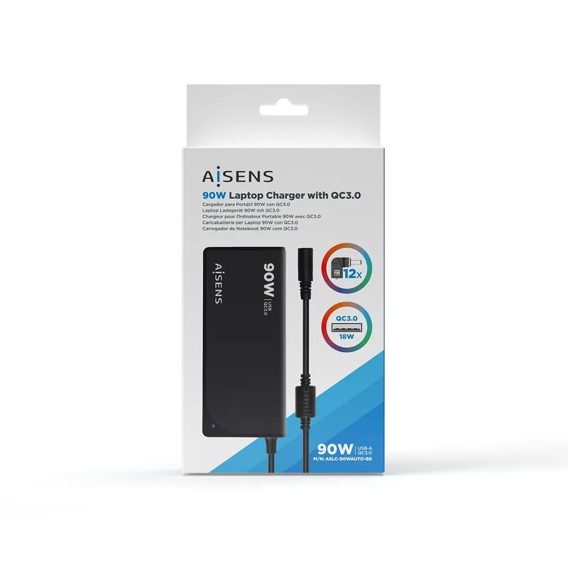CARGADOR AUTOMATICO AISENS 90W WC3.0 NEGRO