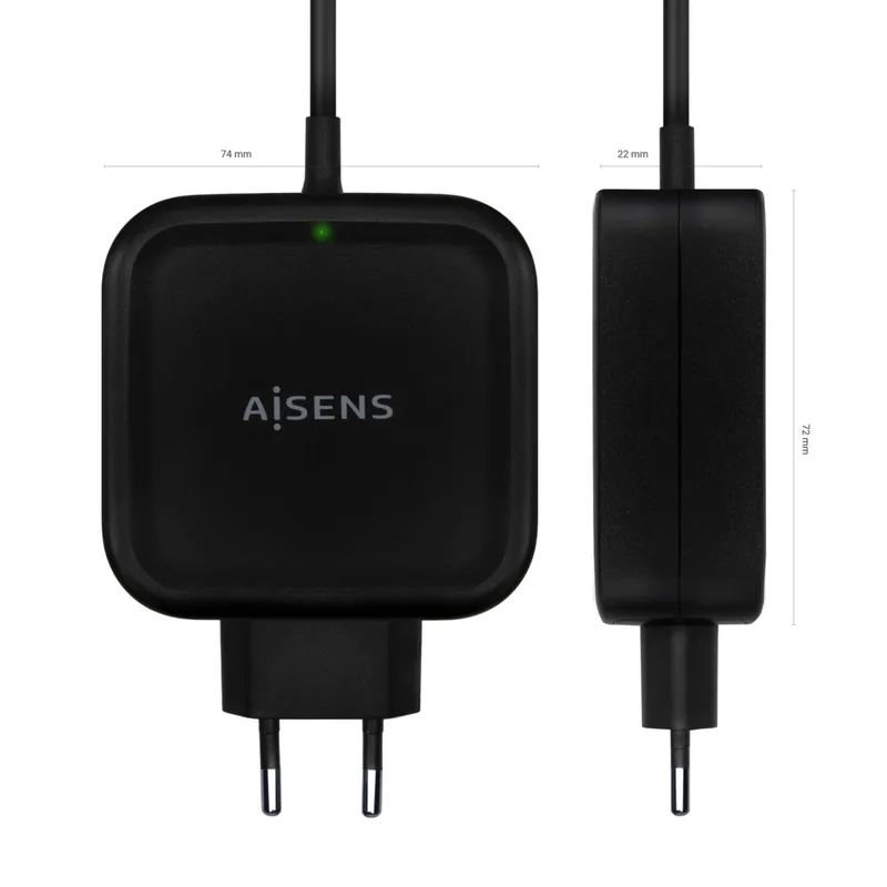 CARGADOR AUTOMATICO AISENS 65W QC3.0 NEGRO