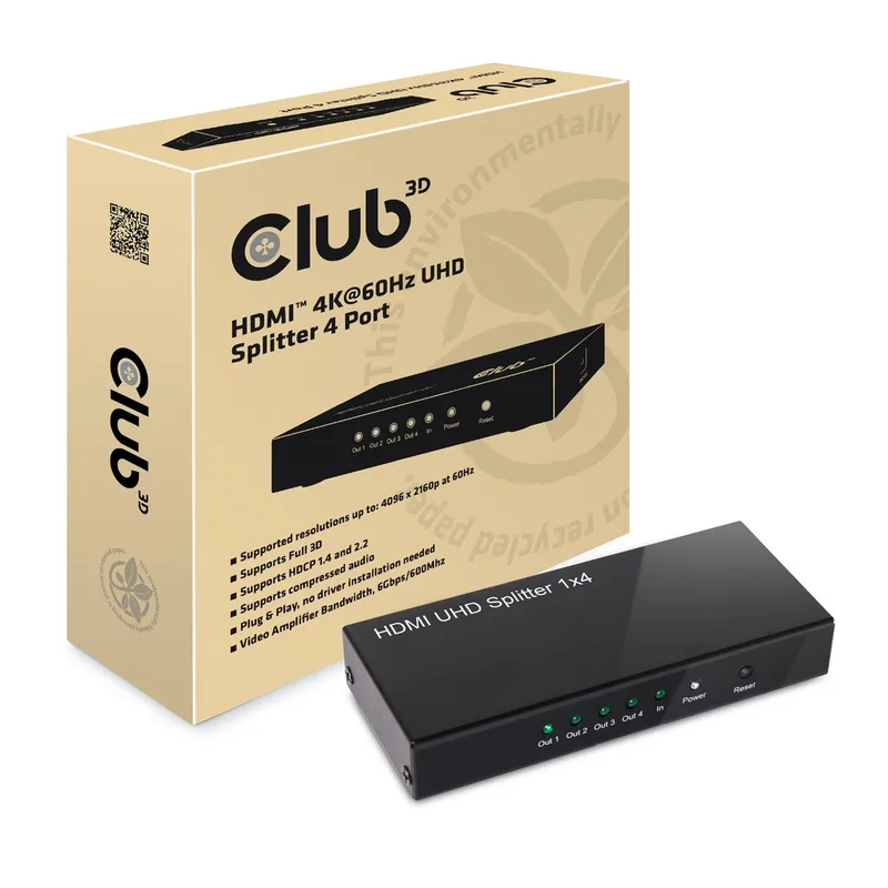 SPLITTER CLUB 3D 1xHDMI A 4xHDMI 4K60HZ