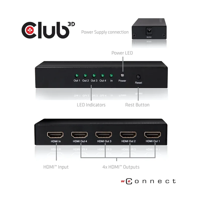 SPLITTER CLUB 3D 1xHDMI A 4xHDMI 4K60HZ - foto 2
