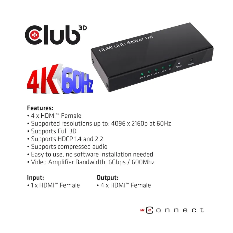 SPLITTER CLUB 3D 1xHDMI A 4xHDMI 4K60HZ - foto 4